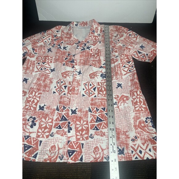 Columbia PFG Hawaiian Button Up Shirt Large Blue Orange Island Vented Fish Mens‎ - Picture 3 of 5
